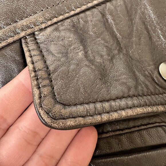 Vtg Mesa Ridge Brown Leather Bomber Jacket Mens Sz XL Motorcycle 90s Distressed - Picture 16 of 16